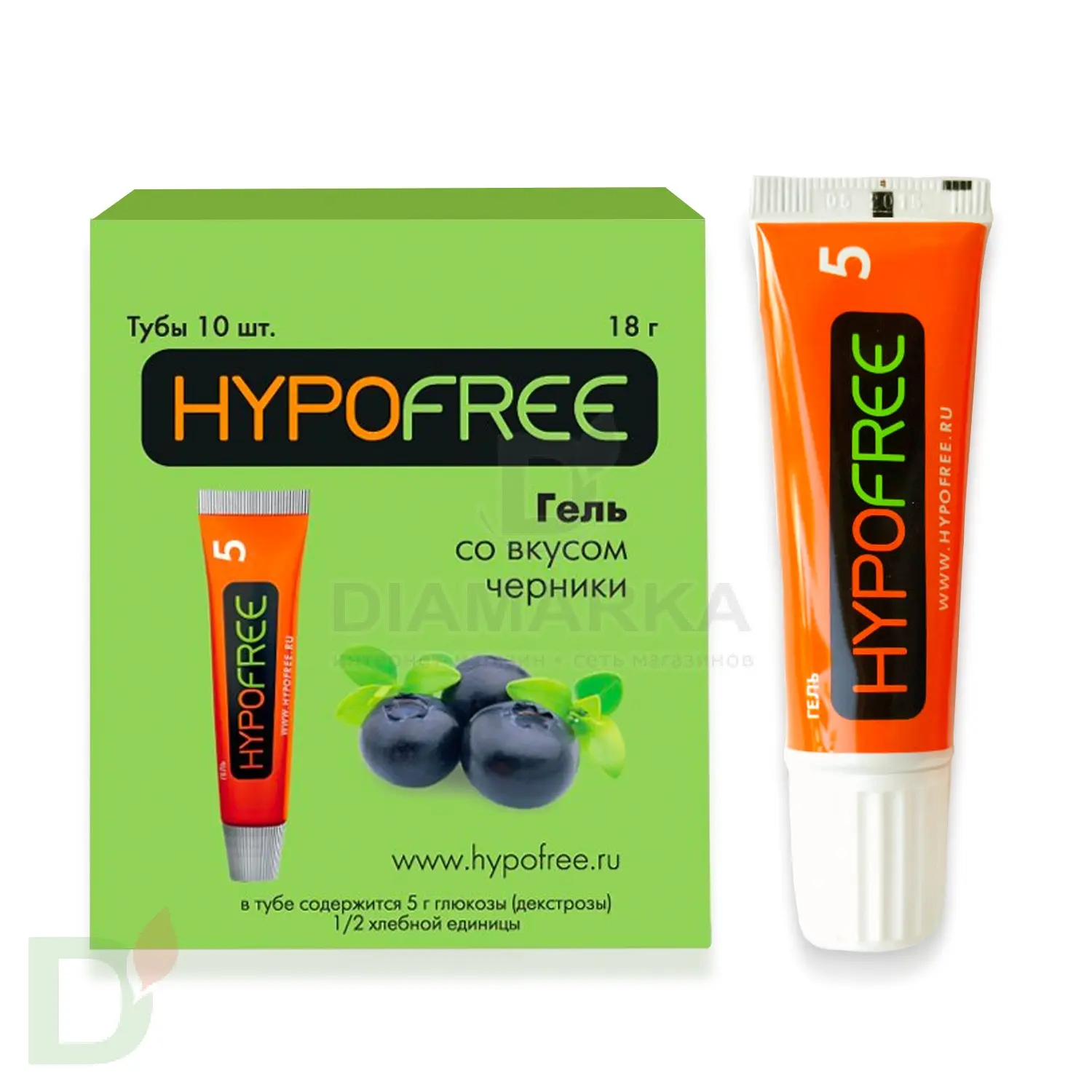Гель HYPOFREE 0,5 ХЕ Черника, упак. 10 туб