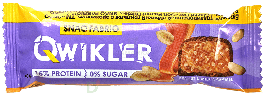 Батончик глазированный Snaq Fabriq QWIKLER Мягкий грильяж с арахисом, 40 гр
