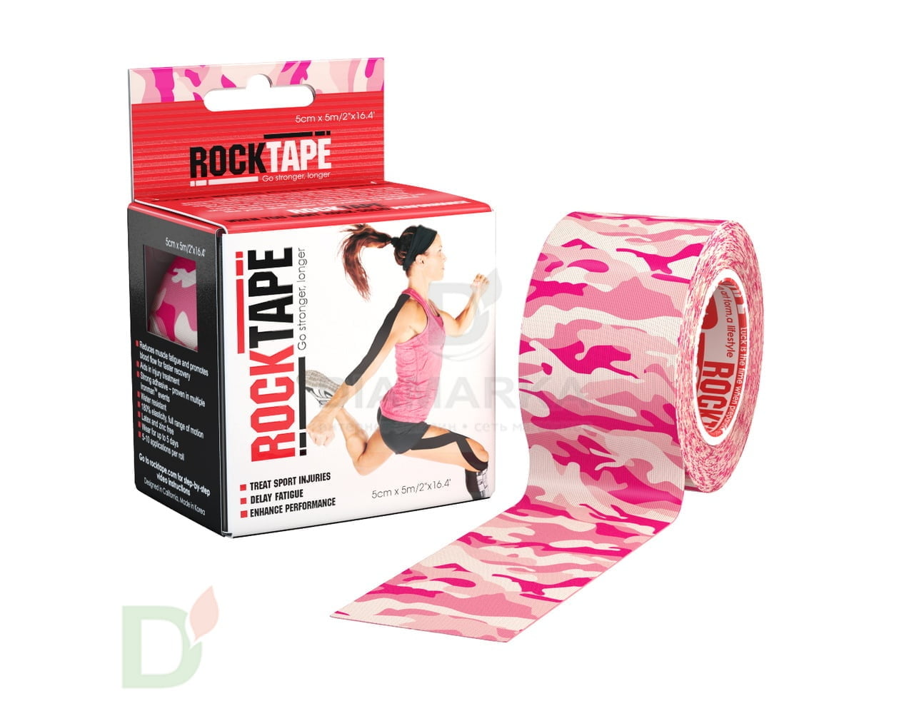 Тейп RockTape Design 5см х 5м, розовый камуфляж