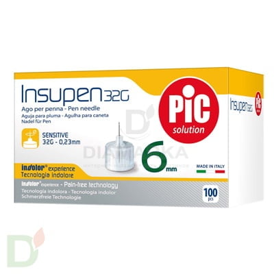 Иглы INSUPEN 32G ультра-тонкие, длина 6 мм, 100 штук, для шприц  ручек