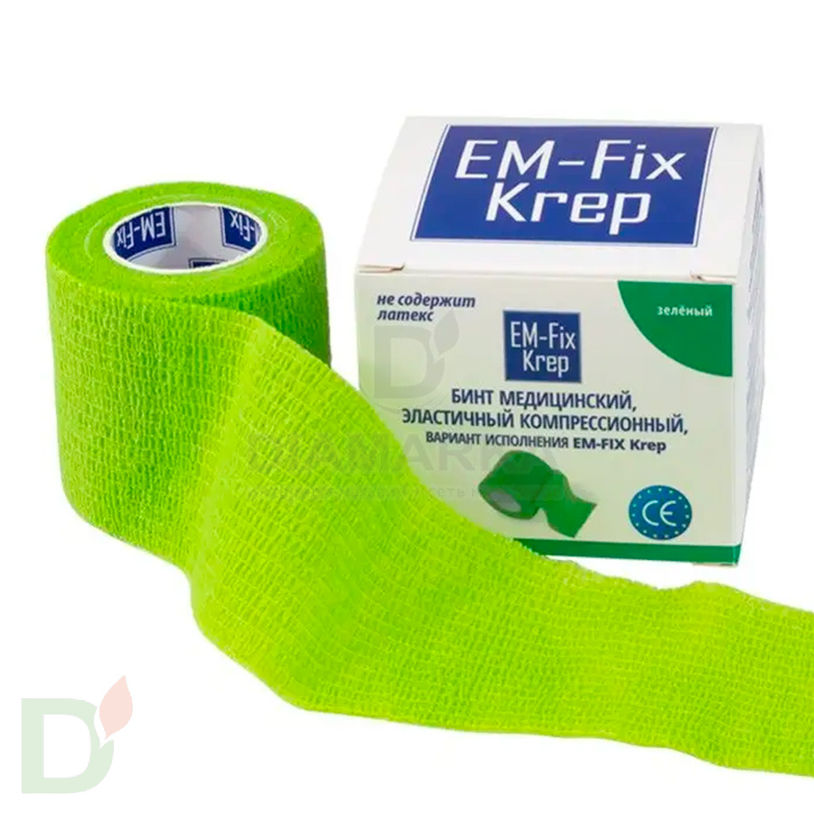 Бинт эластичный когезивный EM-fix krep Лайм, 5 см х 4,5 м в Красноярске