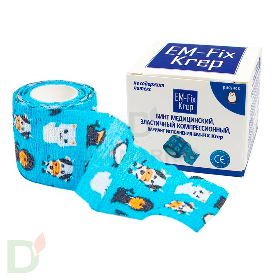 Бинт эластичный когезивный EM-fix krep Детский, 5см х 4,5м в Красноярске