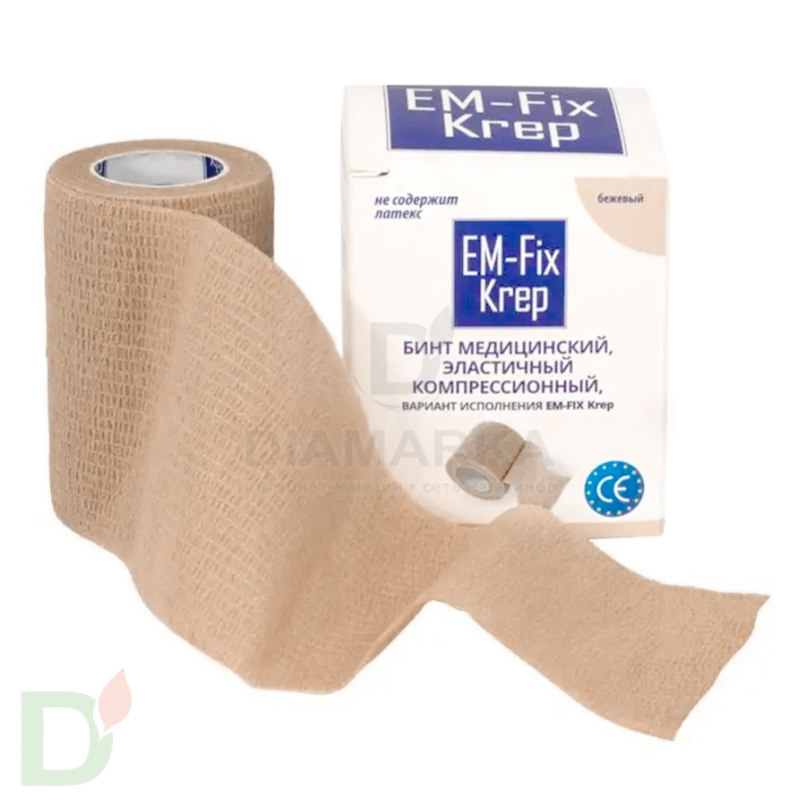 Бинт эластичный когезивный EM-Fix krep бежевый, 7,5 см х 4,5 м в Красноярске