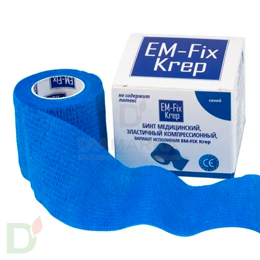 Бинт эластичный когезивный EM-fix krep Синий, 5 см х 4,5 м в Красноярске