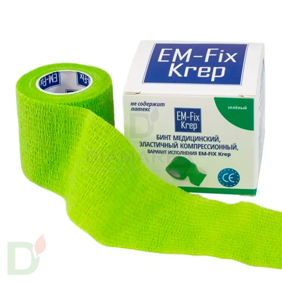 Бинт эластичный когезивный EM-fix krep Лайм, 5 см х 4,5 м в Красноярске