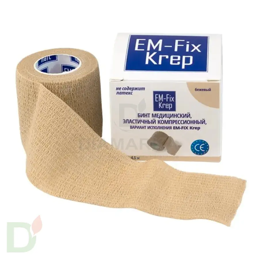 Бинт самофиксирующийся EM-fix krep БЕЖЕВЫЙ, 5 см х 4,5 м