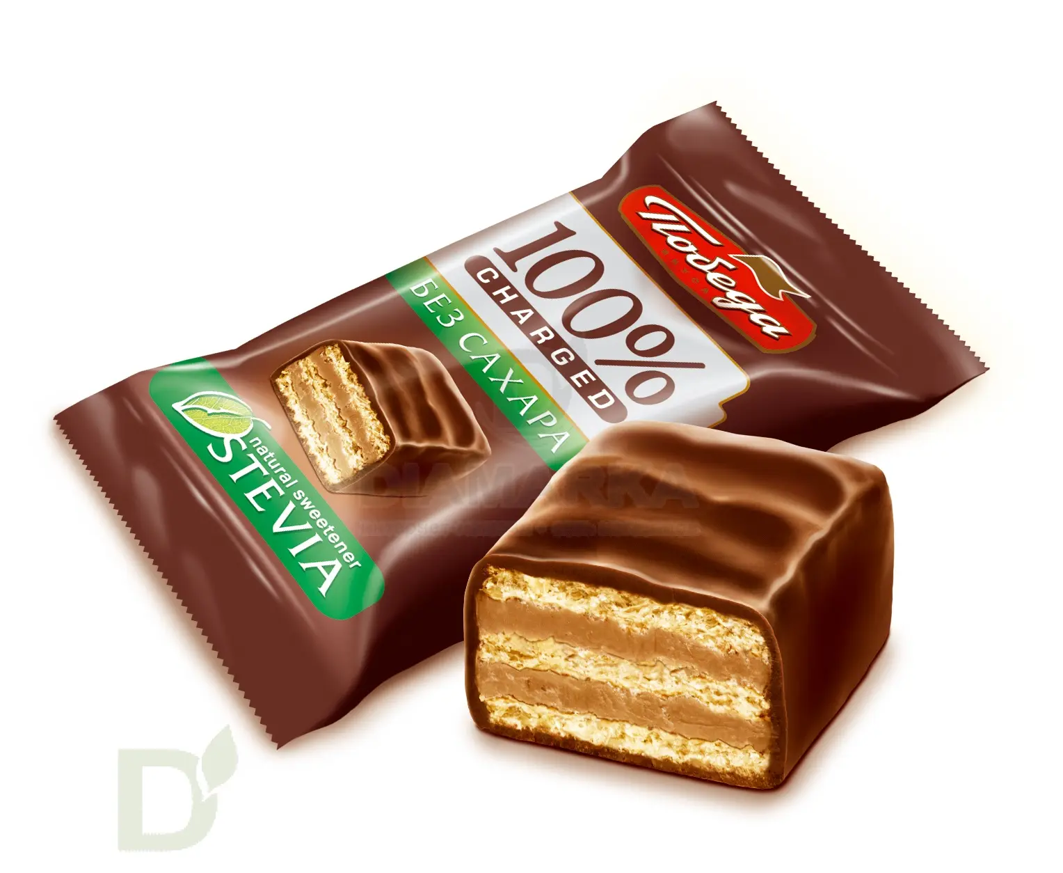 Конфеты вафельные Победа без сахара в горьком шоколаде, 150г.