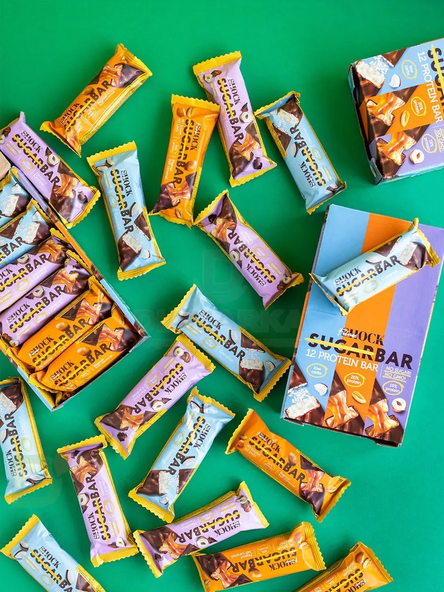 Батончик протеиновый FitnesShock Шоколадная карамель-фундук 50гр. в Красноярске