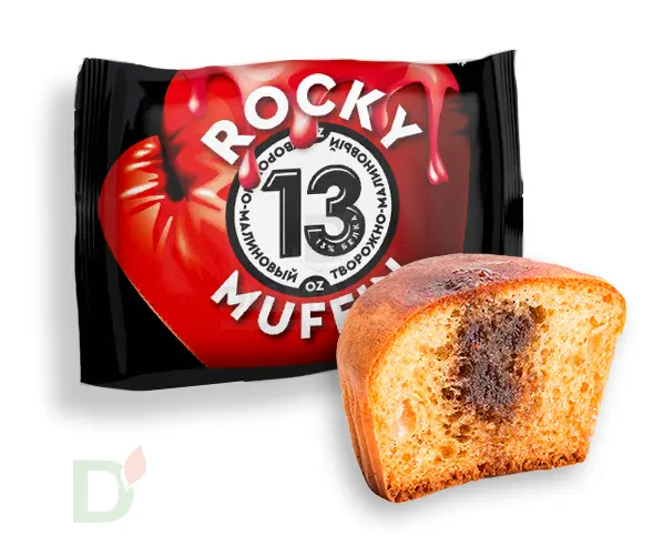 Маффины ROCKY Творожный с малиновой начинкой ZERO 55гр