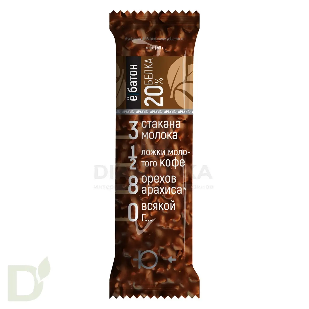 Батончик протеиновый Ё/батон "Арахис-Кофе" в шоколадной глазури 40гр в Красноярске
