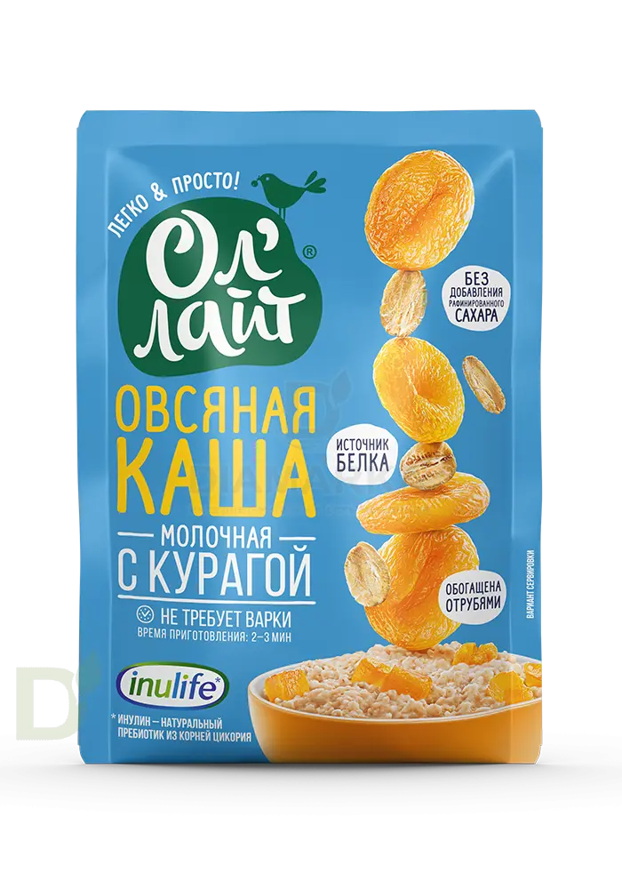 Каша овсяная молочная ОлЛайт Курага, 40гр